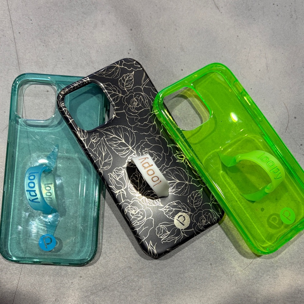 Loopy Case Trio - Black Floral, Green, Blue iPhone 12